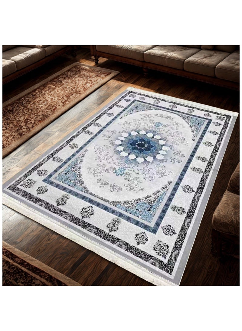 SMART HOME Large padded floor mat with a soft velvet surface and non-slip backing - Living room rug - Majlis rug - Lounge rug - Luxurious decorative rug - Elegant rug with modern patterns for living rooms and majlis - Size 300x200cm - Suitable for everyday use and entertaining - Image 4